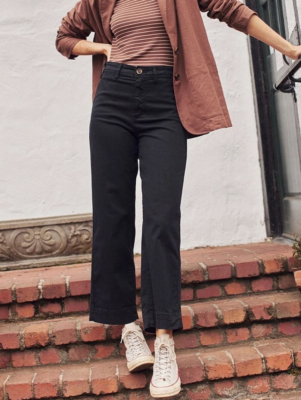 Marine Layer Bridget Black Cropped Twill Pants